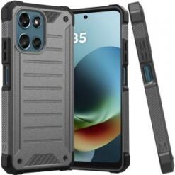 For Moto G 5G 2025/2026 / G PLAY 2026 Premium Tough Lined Design Hybrid Case Cover - Charcoal Grey