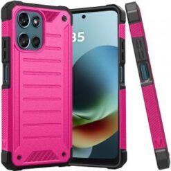 For Moto G 5G 2025/2026 / G PLAY 2026 Premium Tough Lined Design Hybrid Case Cover - Hot Pink