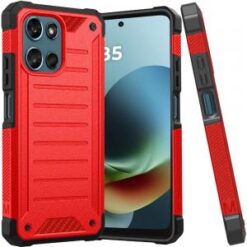 For Moto G 5G 2025/2026 / G PLAY 2026 Premium Tough Lined Design Hybrid Case Cover - Red