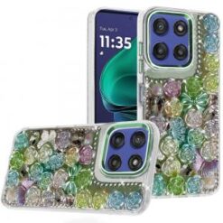 Moto G Stylus 5G 2026/2025 Muti-Color Floral Bling Stones Ornaments Case - Green
