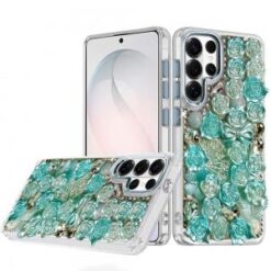 Samsung s26 Ultra Muti-Color Floral Bling Stones Ornaments Case - Blue