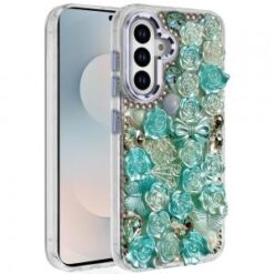 Samsung s26 Muti-Color Floral Bling Stones Ornaments Case - Blue