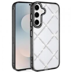 Samsung s26 Gem Glitter Diamond Transparent Hard Colorful TPU Hybrid Case - Black