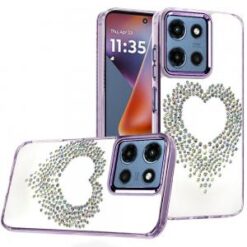For Moto G 5G 2025/2026 - G Play 2026 - Angel Hearts Bling Shimmer Colorful Glitter Chrome Edged Hyb