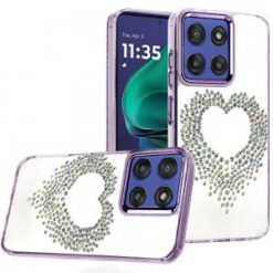 Moto G Stylus 5G 2026/2025 Angel Hearts Bling Shimmer Colorful Glitter Chrome Edged Hybrid Case