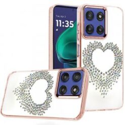 Moto G Stylus 5G 2026/2025 Angel Hearts Bling Shimmer Colorful Glitter Chrome Edged Hybrid Case