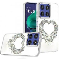 Moto G Stylus 5G 2026/2025 Angel Hearts Bling Shimmer Colorful Glitter Chrome Edged Hybrid Case