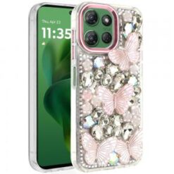 Moto G Power 2026/2025 Lavished Floral Butterfly Bling Stones Hybrid Case - Pink