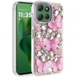 Moto G Power 2026/2025 Lavished Floral Butterfly Bling Stones Hybrid Case - Purple