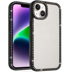 iPhone 13/14 Novelty Full Diamond All Around Transparent Hybrid Case - Black