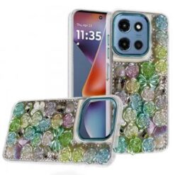 For Moto G 5G 2025/2026 - G Play 2026 - Muti-Color Rose Bling Stones Ornaments Case - Green