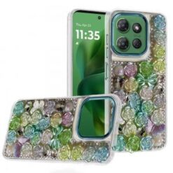 Moto G Power 2026/2025 Muti-Color Rose Bling Stones Ornaments Case - Green