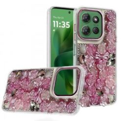Moto G Power 2026/2025 Muti-Color Rose Bling Stones Ornaments Case - Pink