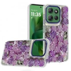 Moto G Power 2026/2025 Muti-Color Rose Bling Stones Ornaments Case - Purple