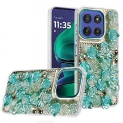 Moto G Stylus 5G 2026/2025 Muti-Color Rose Bling Stones Ornaments Case - Blue