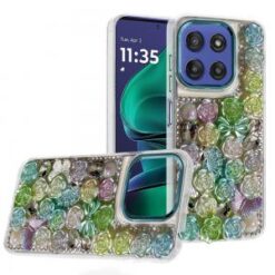 Moto G Stylus 5G 2026/2025 Muti-Color Rose Bling Stones Ornaments Case - Green