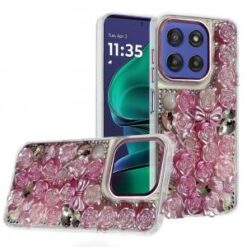 Moto G Stylus 5G 2026/2025 Muti-Color Rose Bling Stones Ornaments Case - Pink