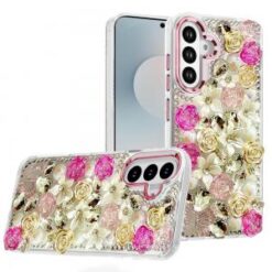 Samsung s26 Muti-Color Rose Bling Stones Ornaments Case - Pink