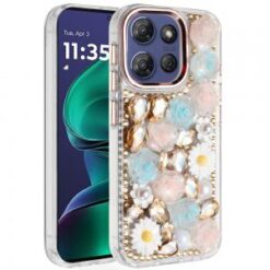 Moto G Stylus 5G 2026/2025 Spectacular Full Bling Stones Glitter HQ Hybrid Floral Series - Gold