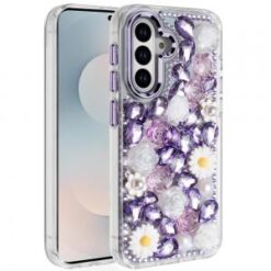 Samsung s26 Spectacular Full Bling Stones Glitter HQ Hybrid Floral Series - Purple