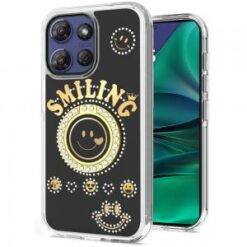 Moto G Stylus 5G 2026/2025 Smiling Glitter Ornament Bling With Ring Stand Hybrid Case Cover - Bl