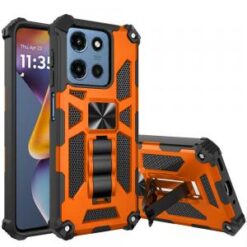 For Moto G 5G 2025/2026 / G PLAY 2026 Machine Design Hybrid with Kickstand - Cosmic Orange