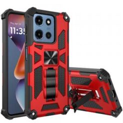For Moto G 5G 2025/2026 - G Play 2026 - Machine Design Hybrid with Kickstand - Red