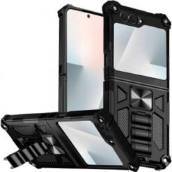 Samsung Z Flip 6/Z Flip 7 FE Machine Design Hybrid with Kickstand - Black