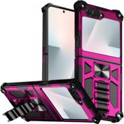 Samsung Z Flip 6/Z Flip 7 FE Machine Design Hybrid with Kickstand - Hot Pink
