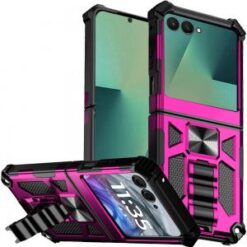 Samsung Galaxy Z Flip 7 Machine Design Hybrid with Kickstand - Hot Pink