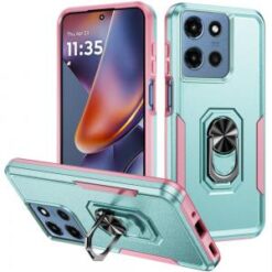 For Moto G 5G 2025/2026 - G Play 2026 - Tough Hybrid With Ring Stand Case - Teal/Pink