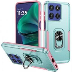 Moto G Stylus 5G 2026/2025 Tough Hybrid With Ring Stand Case - Teal/Pink