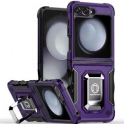 Samsung Z Flip 7FE / Flip 6 OPTIMUM Magnetic Ring Stand Hybrid Case Cover - Dark Purple