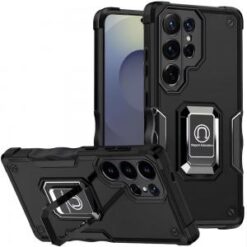 Samsung s26 Ultra OPTIMUM Magnetic Ring Stand Hybrid Case Cover - Black