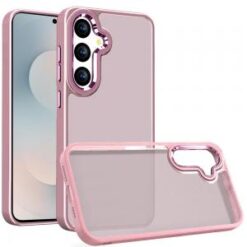 Samsung s26 Plus Polished Oil Thick Acrylic Metal Button Hybrid Case Cover - Light Pink