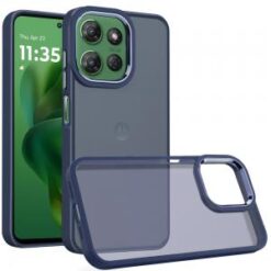 Moto G Power 2026/2025 Polished Oil Thick Acrylic Metal Button Hybrid Case Cover - Dark Blue