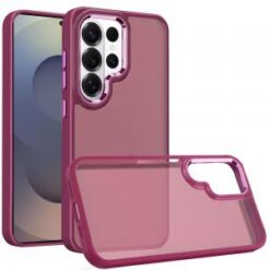 Samsung s26 Ultra Polished Oil Thick Acrylic Metal Button Hybrid Case Cover - Burgundy