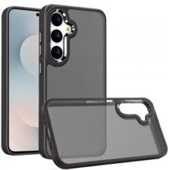 Samsung s26 Polished Oil Thick Acrylic Metal Button Hybrid Case Cover - Black