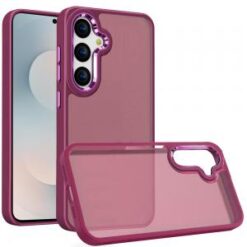 Samsung s26 Polished Oil Thick Acrylic Metal Button Hybrid Case Cover - Burgundy