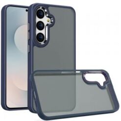 Samsung s26 Polished Oil Thick Acrylic Metal Button Hybrid Case Cover - Dark Blue