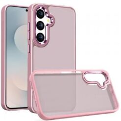 Samsung s26 Polished Oil Thick Acrylic Metal Button Hybrid Case Cover - Light Pink