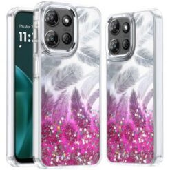 Moto G Stylus 5G 2026/2025 Epoxy Glitter Shimmer [Magnetic Circle] Hybrid Case - Hot Pink