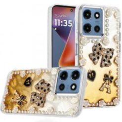 For Moto G 5G 2025/2026 - G Play 2026 - Pearls Epoxy Glitter Ornaments Design Chrome Edged Case - 9