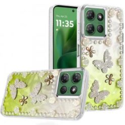 Moto G Power 2026/2025 Pearls Epoxy Glitter Ornaments Design Chrome Edged Case - 1