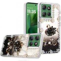 Moto G Power 2026/2025 Pearls Epoxy Glitter Ornaments Design Chrome Edged Case - 2