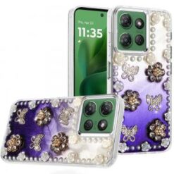 Moto G Power 2026/2025 Pearls Epoxy Glitter Ornaments Design Chrome Edged Case - 3