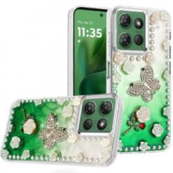 Moto G Power 2026/2025 Pearls Epoxy Glitter Ornaments Design Chrome Edged Case - 6