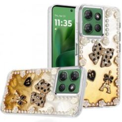 Moto G Power 2026/2025 Pearls Epoxy Glitter Ornaments Design Chrome Edged Case - 9