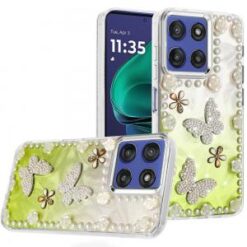 Moto G Stylus 5G 2026/2025 Pearls Epoxy Glitter Ornaments Design Chrome Edged Case - 1