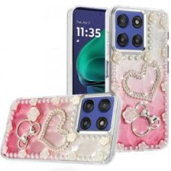 Moto G Stylus 5G 2026/2025 Pearls Epoxy Glitter Ornaments Design Chrome Edged Case - 10